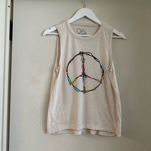 Chaser Painted Peace Gauzy Cotton Tank NWOT - Picture 1 of 4